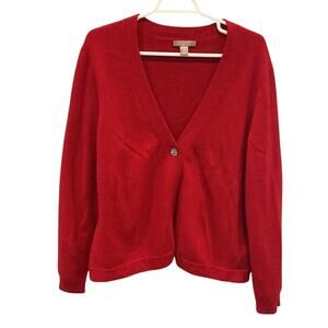 Charter Club Womens Cashmere Cardigan Sweater Plus Size 1X Bright Red Classic